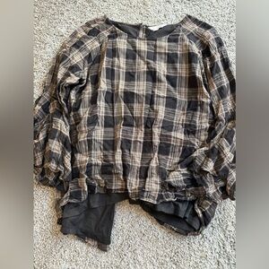 Lauren Conrad Black and Tan Plaid Shirt